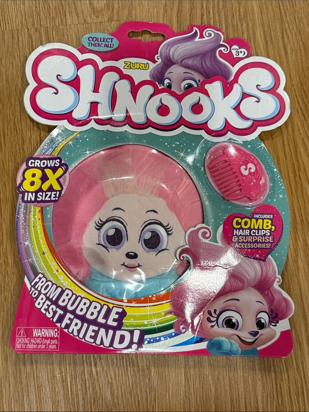 Shnooks Pink Bubble Buddy Plush Toy with Styling Comb